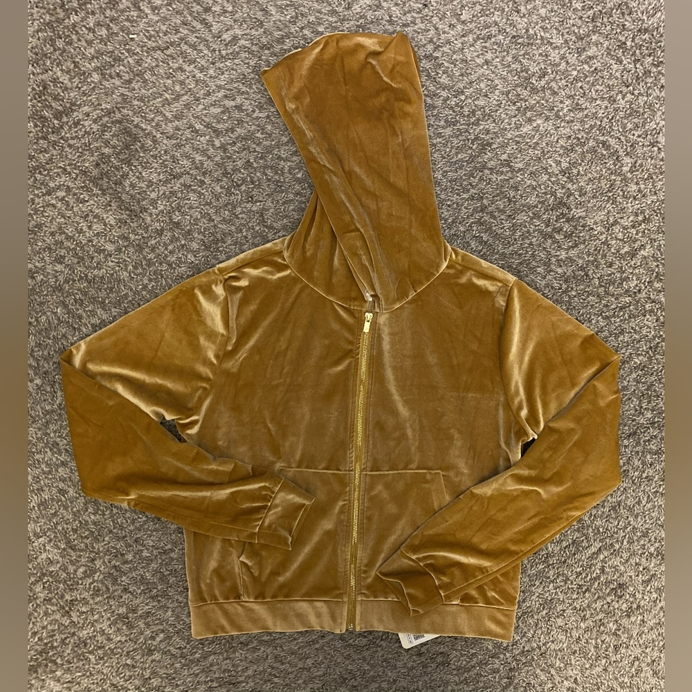 Fabletics Donna Velour Hoodie Women’s Light Yellow Full Zip Active Jacket Size M